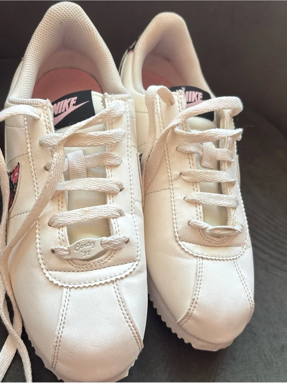 Nike Cortez Floral Ivory Sneakers Girls Size 5.5Y BQ5297-100